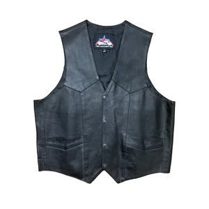 Vintage Large black Mens Leather Vest